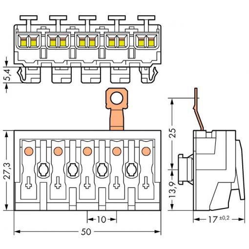 přístrojová svorka Tuhost (příčný řez): 0.5-2.5 mm² Pólů: 5 WAGO 294-8415 250 ks bílá