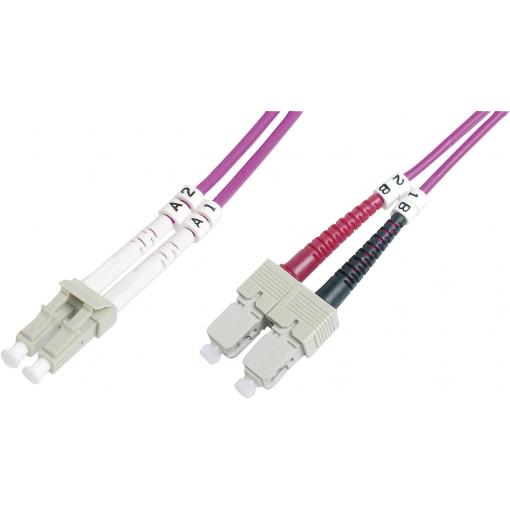 Digitus DK-2532-10-4 optické vlákno optické vlákno kabel 10.00 m fialová [1x zástrčka LC - 1x zástrčka SC] 50/125 µ Multimode OM4