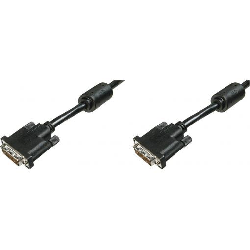 Digitus DVI kabel DVI-D 24+1pol. Zástrčka, DVI-D 24+1pol. Zástrčka 10.00 m černá AK-320101-100-S lze šroubovat, s feritovým jádrem DVI kabel