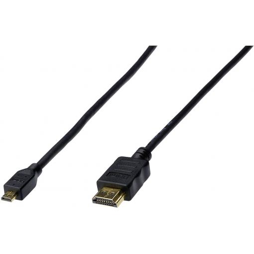 Digitus HDMI kabel Zástrčka HDMI-A, Zástrčka HDMI Micro-D 1.00 m černá AK-330115-010-S pozlacené kontakty HDMI kabel