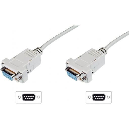 Digitus sériový kabel [1x D-SUB zásuvka 9pólová - 1x D-SUB zásuvka 9pólová], 1.80 m, béžová