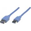 Manhattan USB kabel USB 3.2 Gen1 USB-A zástrčka, USB-A zásuvka 2.00 m modrá pozlacené kontakty, UL certifikace 322379-CG