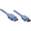 Manhattan USB kabel USB 3.2 Gen1 USB-A zástrčka, USB-A zásuvka 2.00 m modrá pozlacené kontakty, UL certifikace 322379-CG