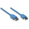Manhattan USB kabel USB 3.2 Gen1 USB-A zástrčka, USB-A zásuvka 2.00 m modrá pozlacené kontakty, UL certifikace 322379-CG