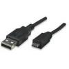 Manhattan USB kabel USB 2.0 USB-A zástrčka, USB Micro-B zástrčka 1.80 m černá UL certifikace 307178-CG