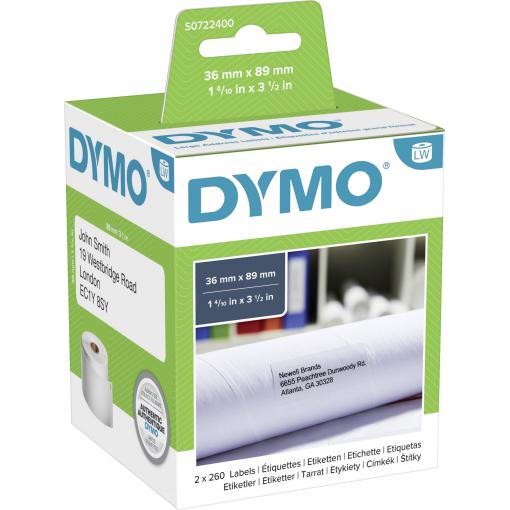 DYMO etikety v roli 99012 S0722400 89 x 36 mm papír bílá 520 ks trvalé přepravní štítky