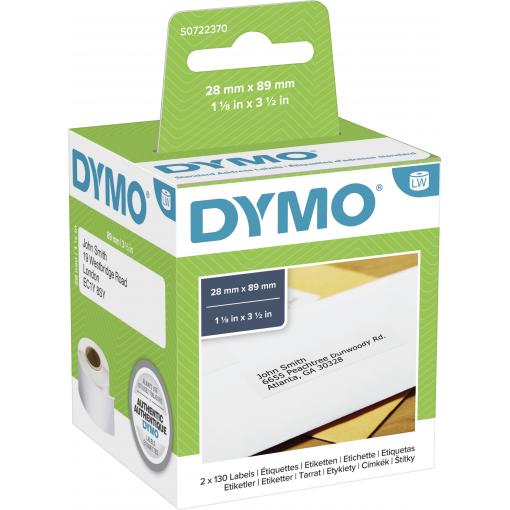 DYMO etikety v roli 99010 S0722370 89 x 28 mm papír bílá 260 ks trvalé Adresní nálepky