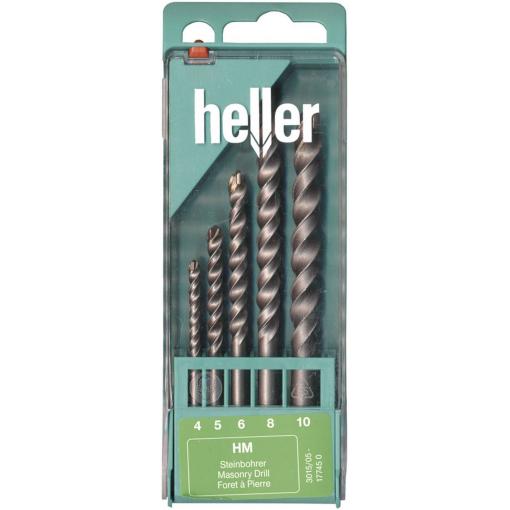 Heller 17745 0 tvrdý kov sada spirálového vrtáku na kámen 5dílná 4 mm, 5 mm, 6 mm, 8 mm, 10 mm válcová stopka 1 sada