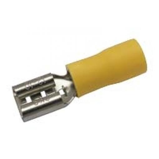 Zdířka faston 6.3mm ,vodič 4.0-6.0mm  žlutá