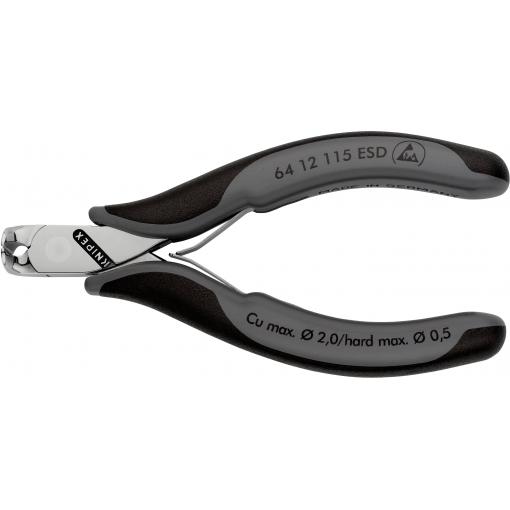Knipex 64 12 115 ESD pro elektroniku a jemnou mechaniku čelní štípací kleště s fazetou 115 mm
