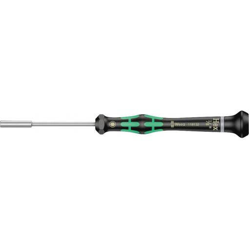 Wera 2069 pro elektroniku a jemnou mechaniku šroubovák s nástrčným klíčem Velikost klíče: 3.2 mm Délka klíče (palce): 1/8 palec Délka dříku: 60 mm