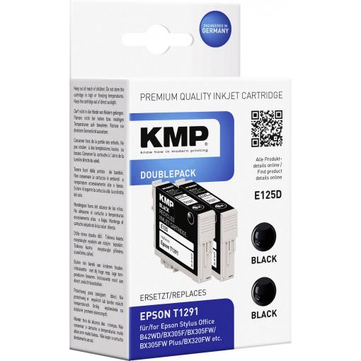 KMP Ink náhradní Epson T1291 kompatibilní Dual černá E125D 1617,0021