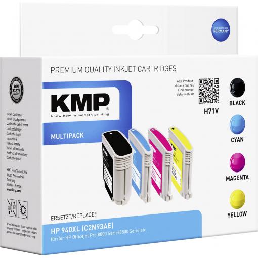 KMP Ink kombinované balení kompatibilní náhradní HP 940XL, C2N93AE, C4906AE, C4907AE, C4908AE, C4909AE černá, azurová, purppurová, žlutá H71V 1715,4005