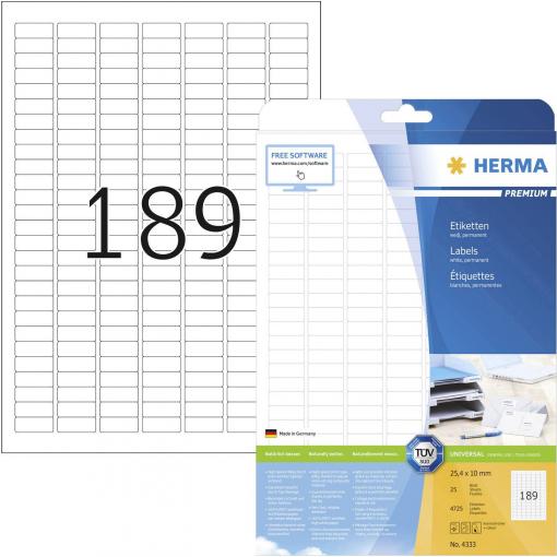 Herma 4333 25.4 x 10 mm papír bílá 4725 ks trvalé univerzální etikety inkoust, laser, kopie 25 listů A4