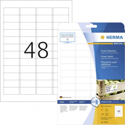Herma 10902 Etikety lepící 45.7 x 21.2 mm papír bílá 1200 ks trvalé inkoustová tiskárna, laserová tiskárna, barevná laserová tiskárna, kopírka, barevná
