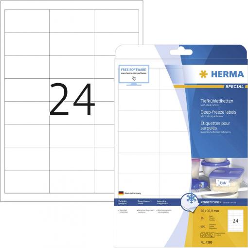 Herma 4389 etikety do mrazáků 66 x 33.8 mm papír bílá 600 ks trvalé inkoustová tiskárna, laserová tiskárna, barevná laserová tiskárna, kopírka, barevná