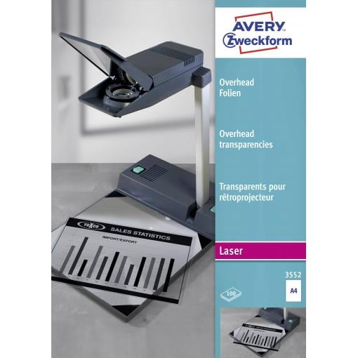 Avery-Zweckform 3552 3552 fólie pro zpětný projektor DIN A4 laserová tiskárna, kopírka transparentní 100 ks