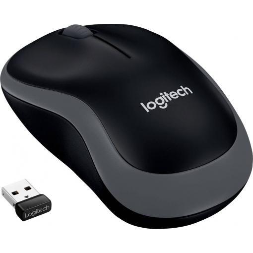 Logitech M185 optická myš, přenos bezdrátový, 2 tlačítko, 1000 dpi, šedá
