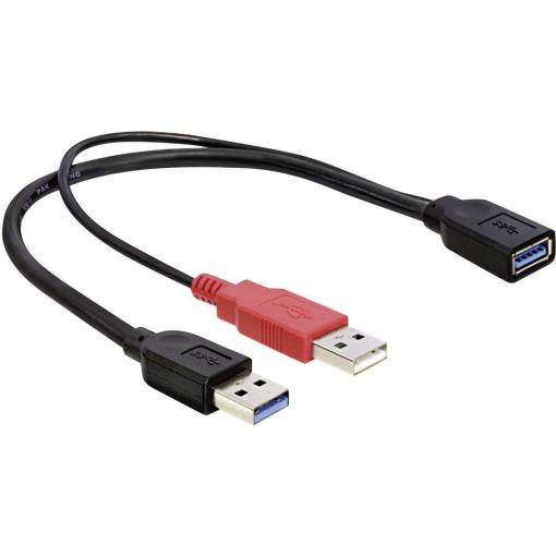 Delock USB kabel USB 3.2 Gen1 USB-A zástrčka, USB-A zásuvka 0.30 m černá pozlacené kontakty, UL certifikace 83176