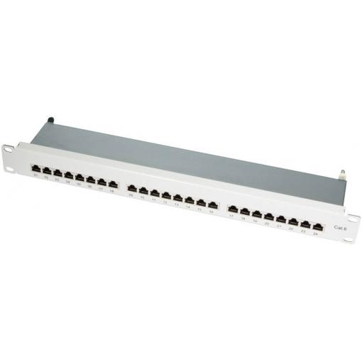 LogiLink NP0040 24 portů síťový patch panel 483 mm (19) CAT 6 1 U šedá osazený