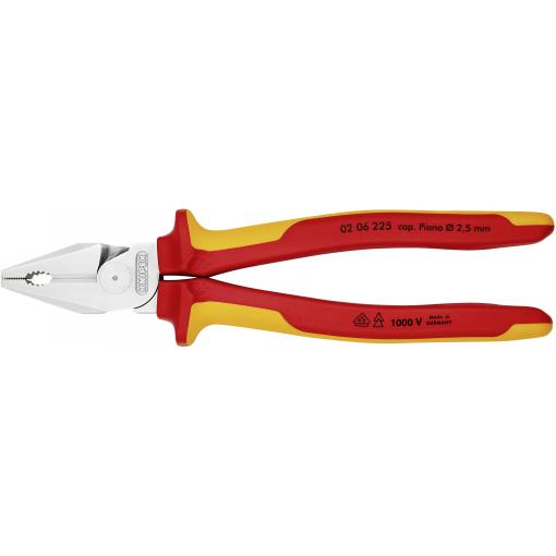 Knipex 02 06 225 VDE silové kombinované kleště, 225 mm, DIN ISO 5746, DIN EN 60900