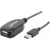 Manhattan USB kabel USB 2.0 USB-A zástrčka, USB-A zásuvka 10.00 m černá 150248