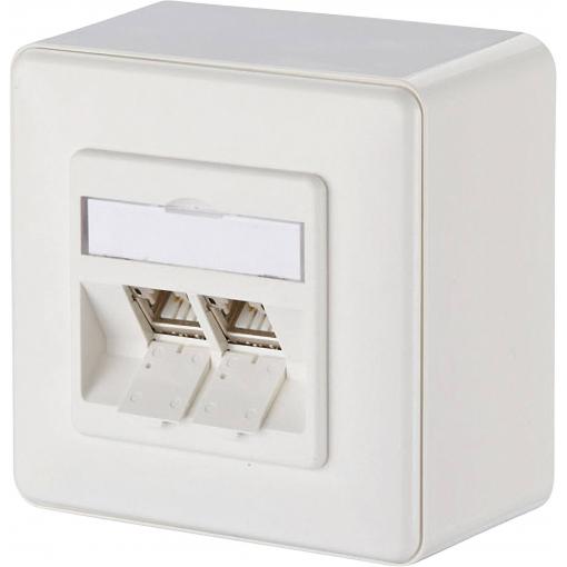 Metz Connect síťová zásuvka na omítku CAT 6A 2 porty čistě bílá