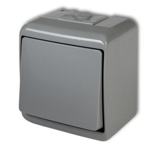 Nástěnný vypínač Karlik č.1, 250 V / 10 A, IP54, šedý