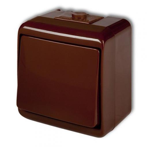 Nástěnný vypínač č.1 Karlik, 250 V / 10 A, IP54, hnědý
