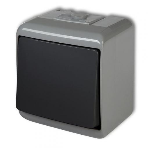 Nástěnný vypínač Karlik č.1, 250 V / 10 A, IP54, grafitový