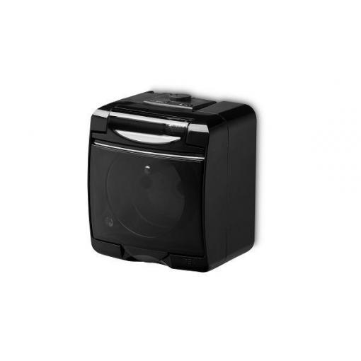 Zásuvka 250 V / 16 A IP54, černá, Karlik