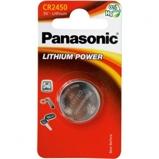 Baterie Panasonic CR2450, 3 V, lithiová, průměr 24 mm