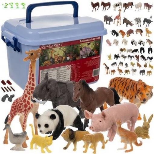 Sada figurek Zvířata v ZOO 48 ks v boxu, Kruzzel