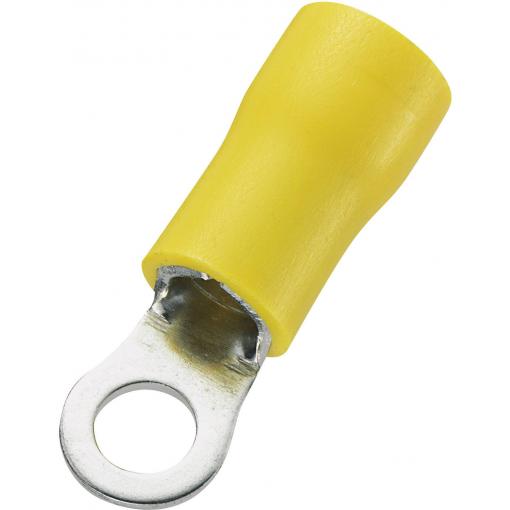TRU COMPONENTS 746628 kulaté kabelové oko Průřez (max.)=6 mm² Ø otvoru=4.3 mm částečná izolace žlutá 50 ks