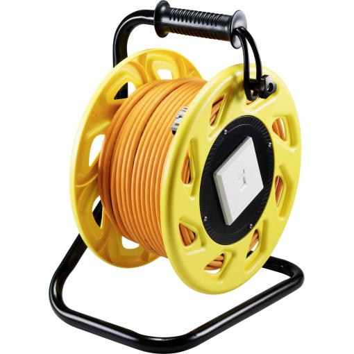 Renkforce RJ45 síťový naviják kabelu CAT 7a S/FTP 90.00 m oranžová kulatý