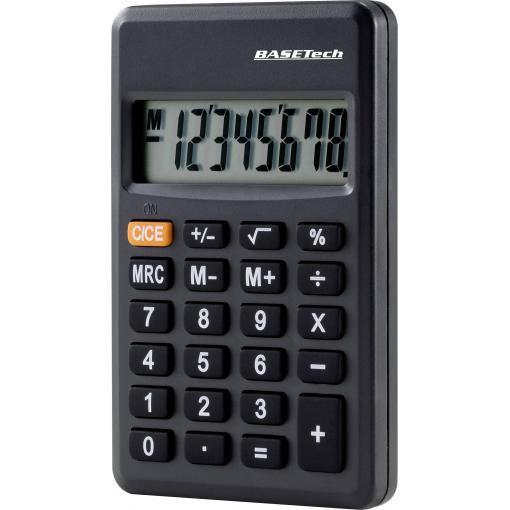Basetech BT-CA-1008 kapesní kalkulačka černá Displej (počet míst): 8 na baterii (š x v x h) 89 x 59 x 11 mm