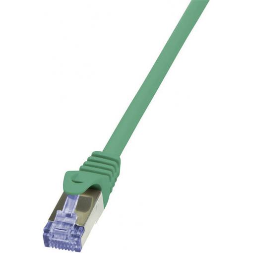 LogiLink CQ3035S RJ45 síťové kabely, propojovací kabely CAT 6A S/FTP 1.00 m zelená samozhášecí, s ochranou 1 ks