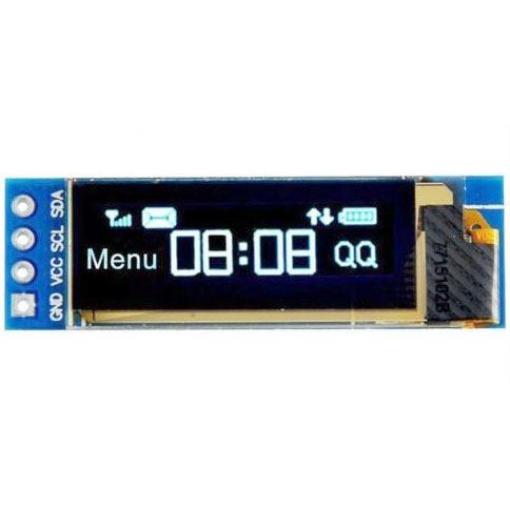 OLED displej 0,91", 128×32 px, I2C, 4 piny, bílý
