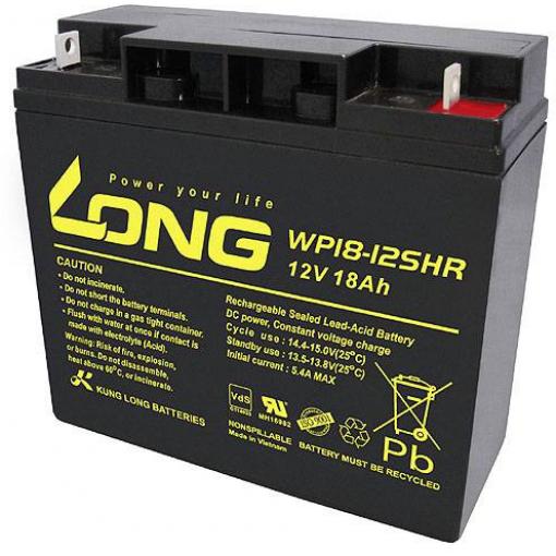 Long WP18-12SHR WP18-12SHR olověný akumulátor 12 V 18 Ah olověný se skelným rounem (š x v x h) 181 x 167 x 76 mm šroubované M5 VDS certifikace , nepatrné