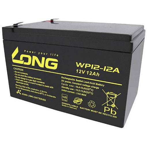 Long WP12-12A/F2 WP12-12A/F2 olověný akumulátor 12 V 12 Ah olověný se skelným rounem (š x v x h) 151 x 98 x 98 mm plochý konektor 6,35 mm VDS certifikace ,