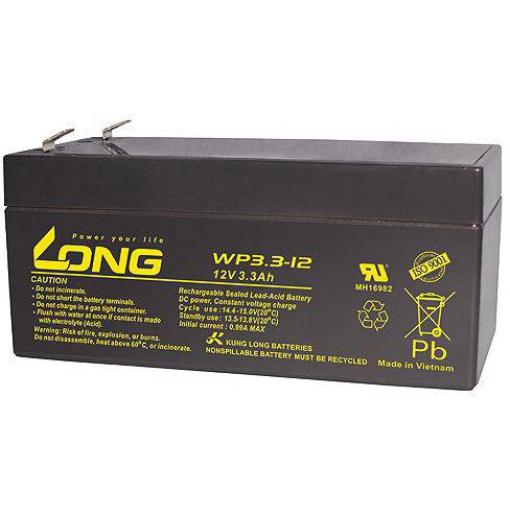 Long WP3.3-12 WP3.3-12 olověný akumulátor 12 V 3.3 Ah olověný se skelným rounem (š x v x h) 134 x 65.5 x 67 mm plochý konektor 4,8 mm nepatrné vybíjení,