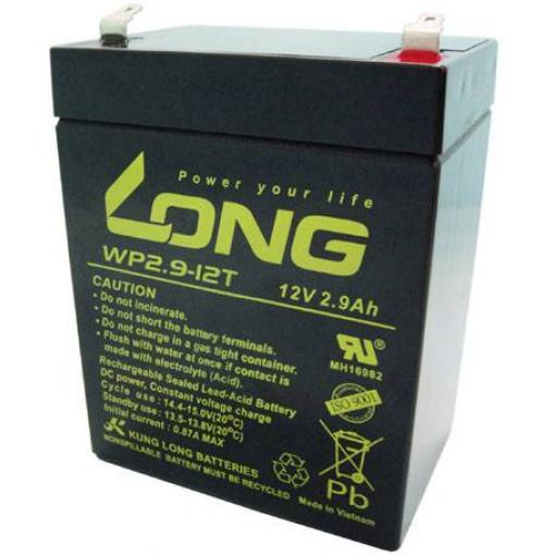 Long WP2.9-12 WP2.9-12 olověný akumulátor 12 V 2.9 Ah olověný se skelným rounem (š x v x h) 79 x 107 x 56 mm plochý konektor 4,8 mm nepatrné vybíjení,