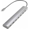 Renkforce RF-3374946 USB Hub 6 + 1 port USB-A USB 3.2 Gen1 5 GBit/s s proudovou přípojkou Pass-Through, s hliníkovým krytem stříbrná