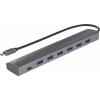 Renkforce RF-3374946 USB Hub 6 + 1 port USB-A USB 3.2 Gen1 5 GBit/s s proudovou přípojkou Pass-Through, s hliníkovým krytem stříbrná