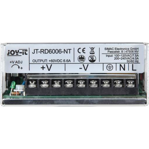 Joy-it průmyslový napájecí zdroj, pevné napětí, 60 V/DC (max.), 6.6 A (max.), 400 W, jt-rd6006-nt
