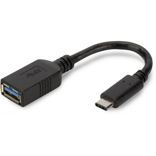 Digitus USB 3.0 adaptér [1x USB 3.2 gen. 1 zásuvka A - 1x USB 3.0 zástrčka C ] AK-300315-001-S 0.15 m kulatý, oboustranně zapojitelná zástrčka, dvoužilový