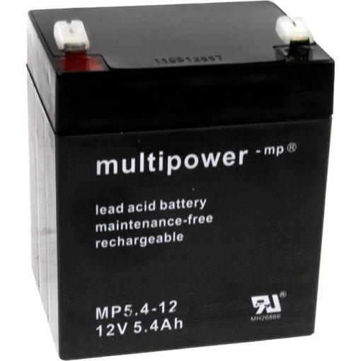 multipower PB-12-5,4-4,8 MP5.4-12 olověný akumulátor 12 V 5.4 Ah olověný se skelným rounem (š x v x h) 90 x 107 x 70 mm póly kontaktu bezúdržbové, nepatrné