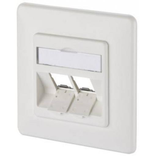 Metz Connect 130B20D21002KE síťová zásuvka pod omítku panel s čelní deskou a rámečkem nevybavený specifikací 2 porty čistě bílá (RAL 9010)