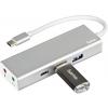 Hama 00135758 USB / jack adaptér [1x USB-C® zástrčka - 1x USB 3.1 zásuvka A , USB-C® zásuvka, jack zásuvka 3,5 mm] stříbrná