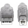 Manhattan USB kabel USB 2.0 USB-A zástrčka, USB-B zástrčka 1.80 m stříbrná 333405